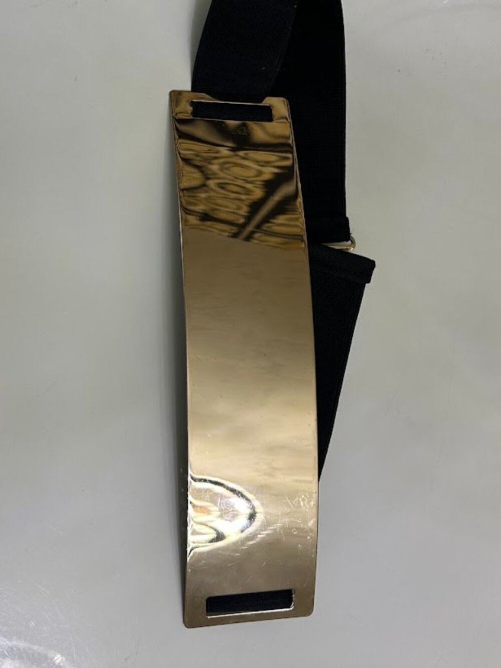 Wide Black Stretch Waist Belt with Gold Statement Buckle - Picture 7 of 13